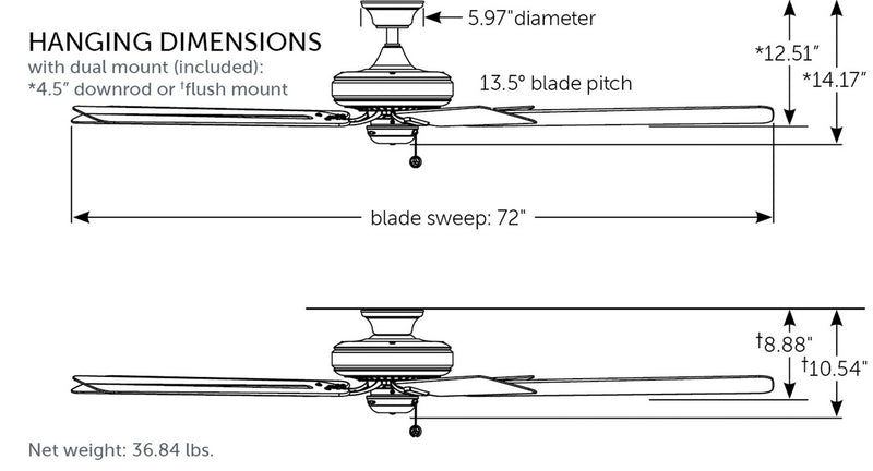 Fanimation FP9072DZW 72" Ceiling Fan, Dark Bronze