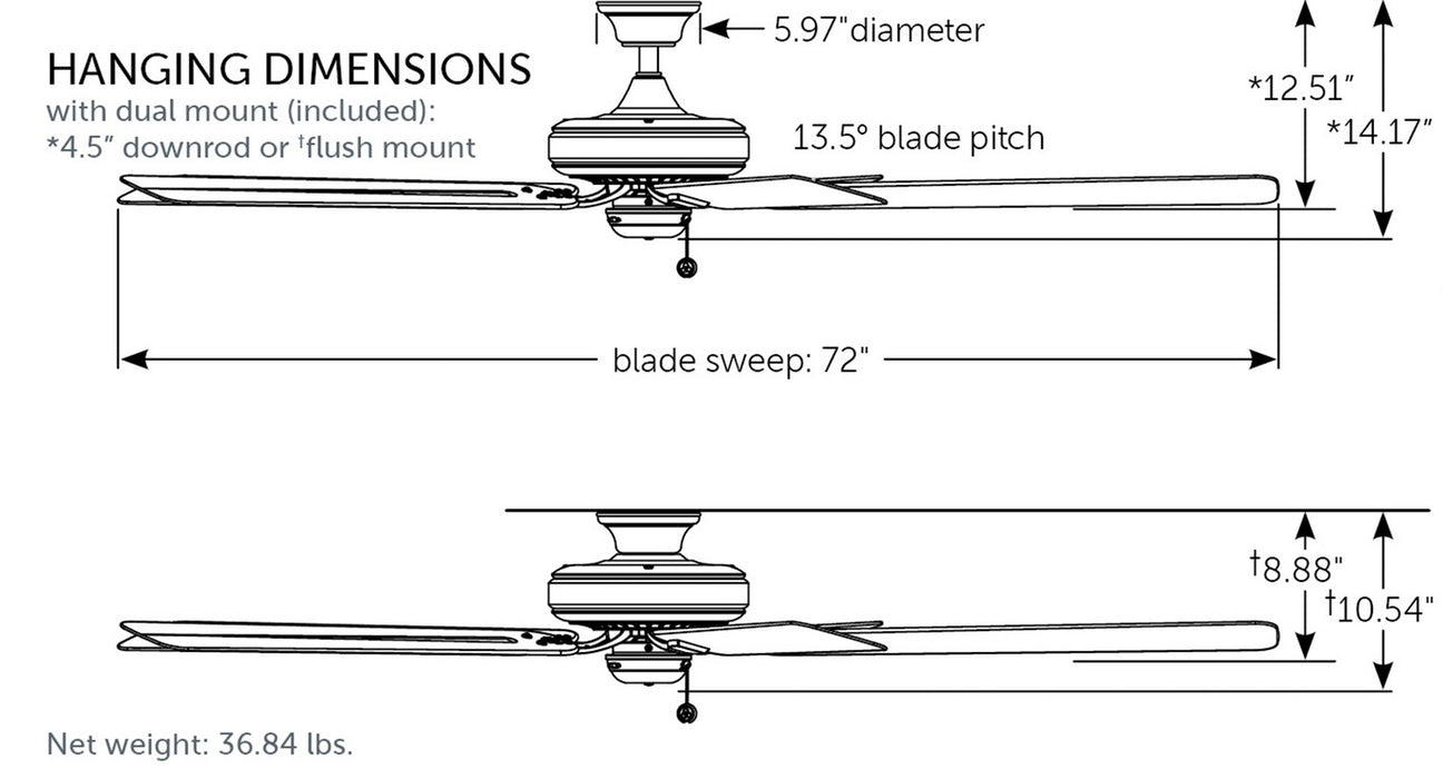 Fanimation FP9072DZW 72" Ceiling Fan, Dark Bronze