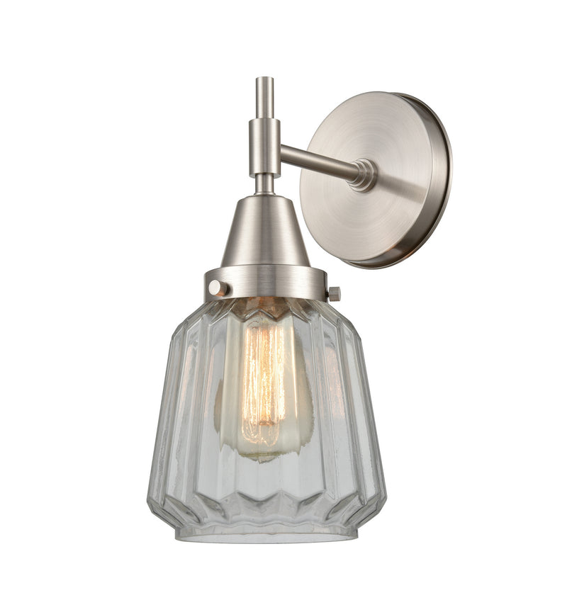 Innovations 447-1W-SN-G142 One Light Wall Sconce, Satin Nickel