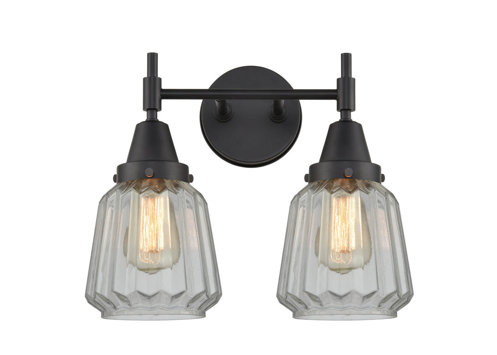 Innovations 447-2W-BK-G142 Two Light Bath Vanity, Matte Black