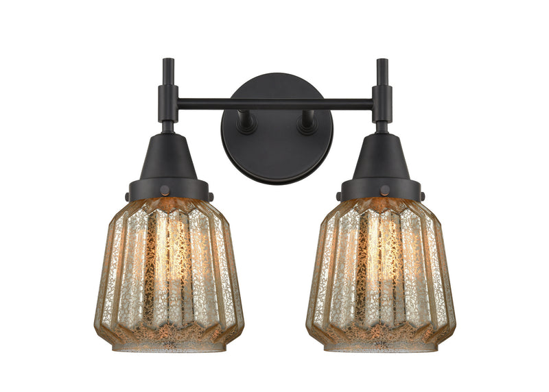 Innovations 447-2W-BK-G146 Two Light Bath Vanity, Matte Black