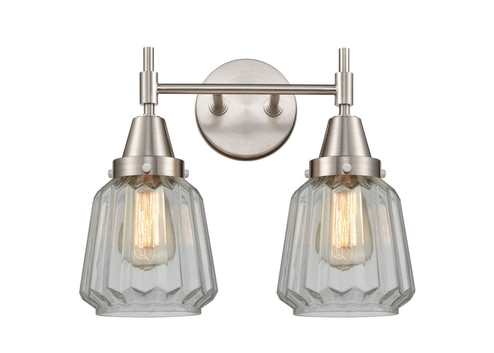 Innovations 447-2W-SN-G142 Two Light Bath Vanity, Satin Nickel