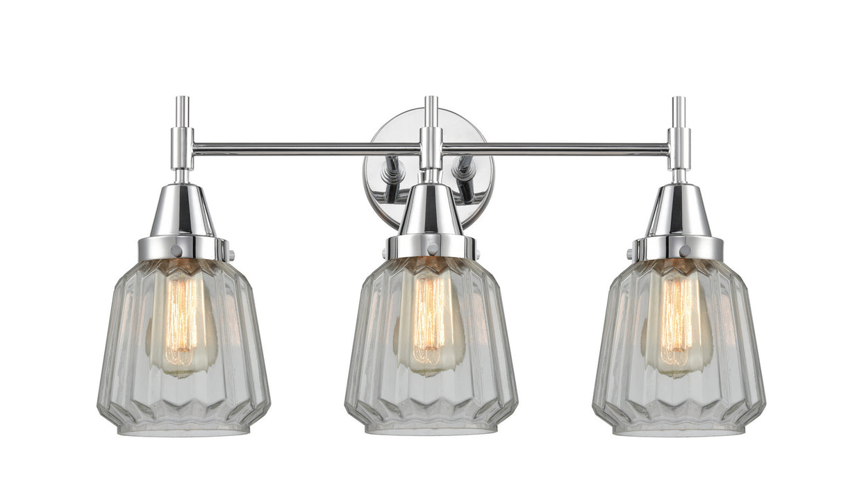 Innovations 447-3W-PC-G142 Three Light Bath Vanity, Polished Chrome