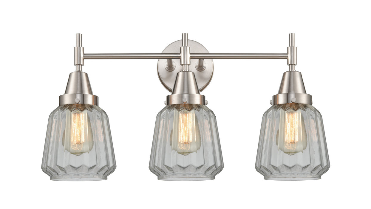 Innovations 447-3W-SN-G142 Three Light Bath Vanity, Satin Nickel