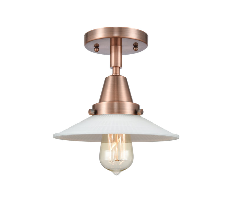 Innovations 447-1C-AC-G1 One Light Flush Mount, Antique Copper