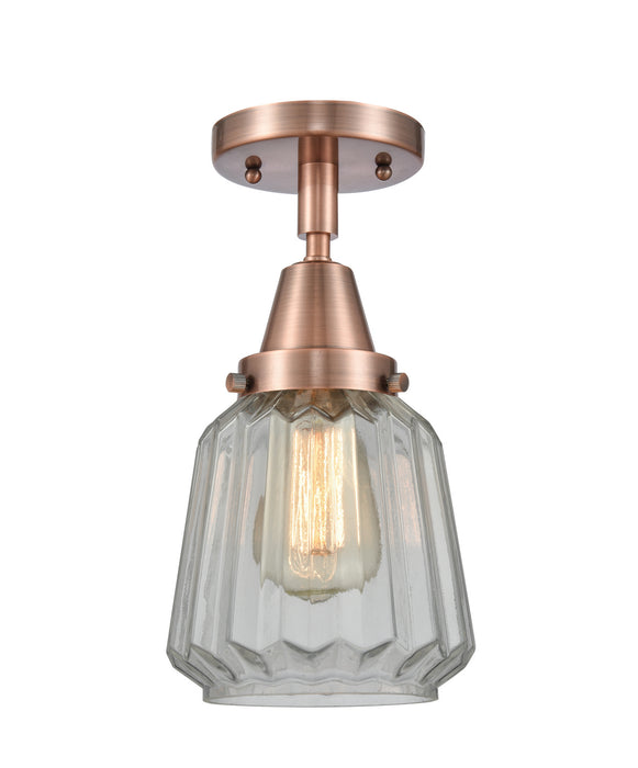 Innovations 447-1C-AC-G142-LED LED Flush Mount, Antique Copper