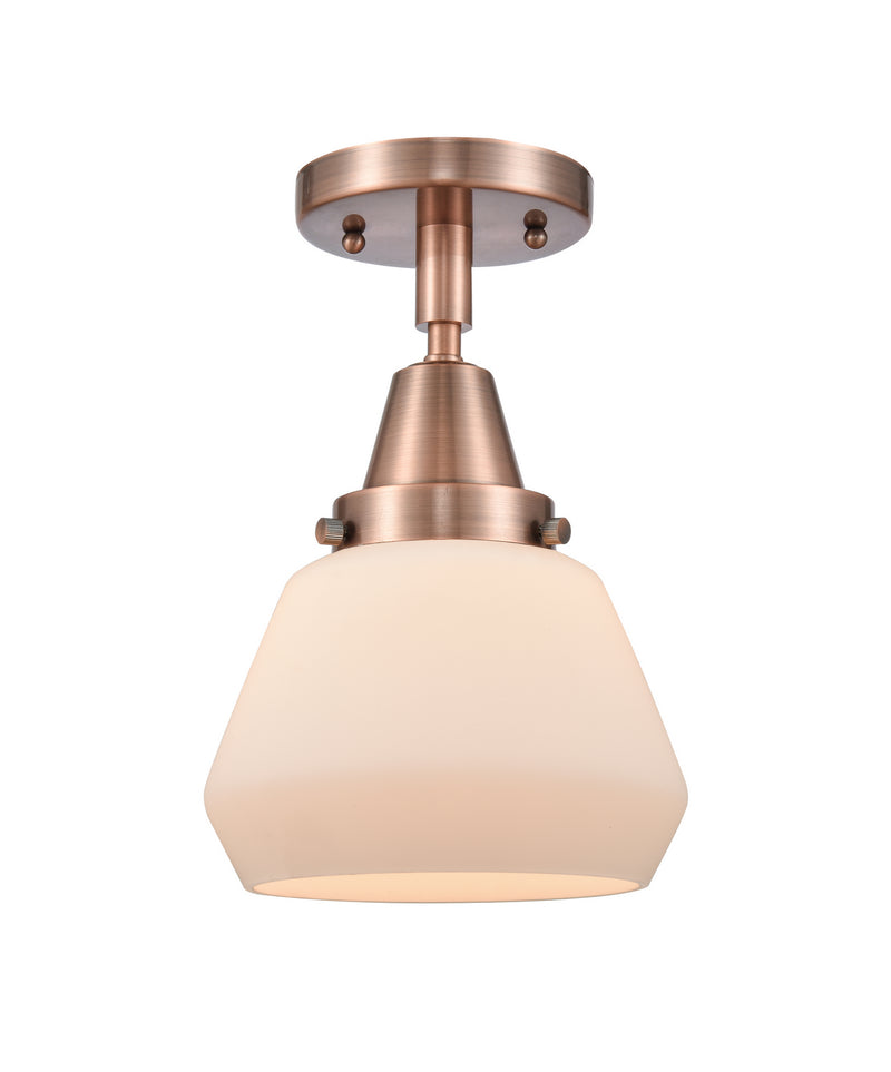 Innovations 447-1C-AC-G171 One Light Flush Mount, Antique Copper