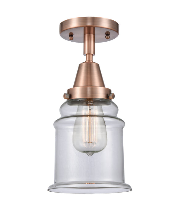 Innovations 447-1C-AC-G182 One Light Flush Mount, Antique Copper