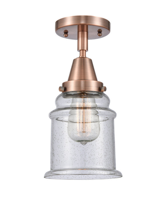 Innovations 447-1C-AC-G184 One Light Flush Mount, Antique Copper