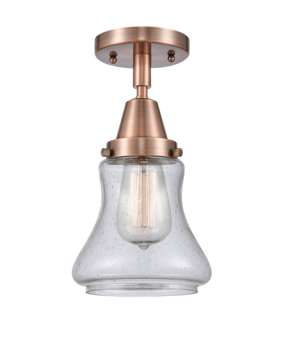 Innovations 447-1C-AC-G194 One Light Flush Mount, Antique Copper