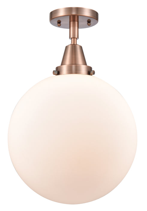Innovations 447-1C-AC-G201-12 One Light Flush Mount, Antique Copper