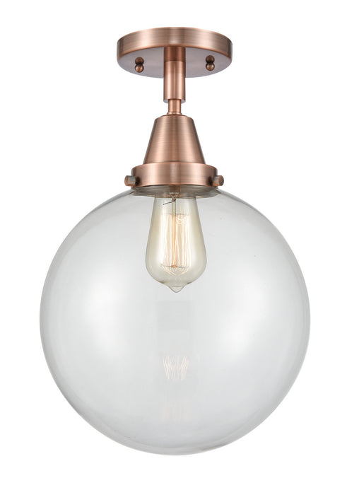 Innovations 447-1C-AC-G202-10 One Light Flush Mount, Antique Copper