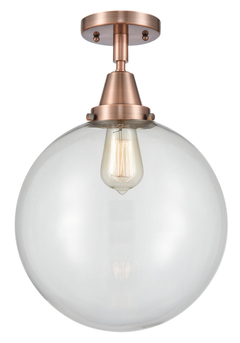 Innovations 447-1C-AC-G202-12 One Light Flush Mount, Antique Copper