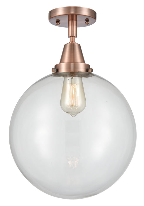 Innovations 447-1C-AC-G202-12 One Light Flush Mount, Antique Copper