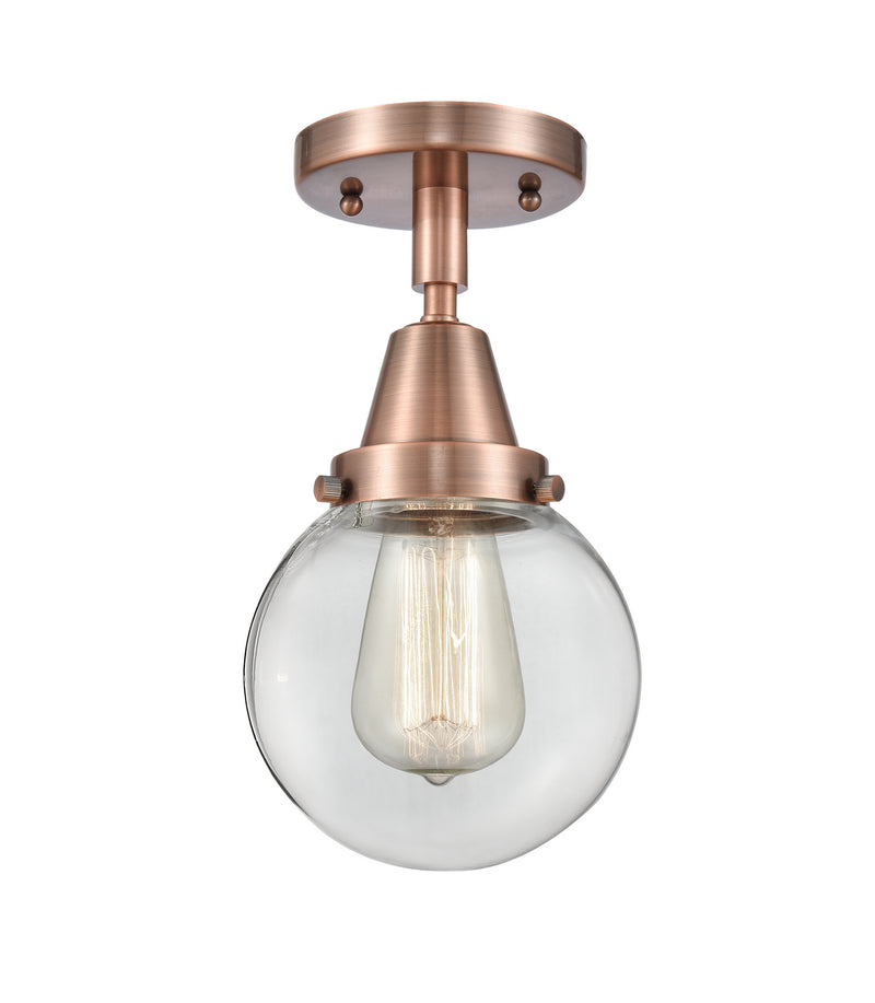 Innovations 447-1C-AC-G202-6 One Light Flush Mount, Antique Copper