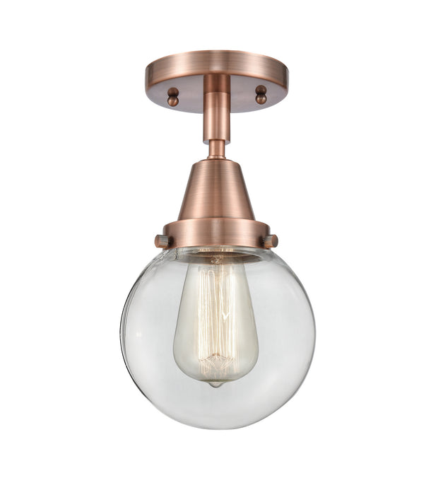 Innovations 447-1C-AC-G202-6 One Light Flush Mount, Antique Copper