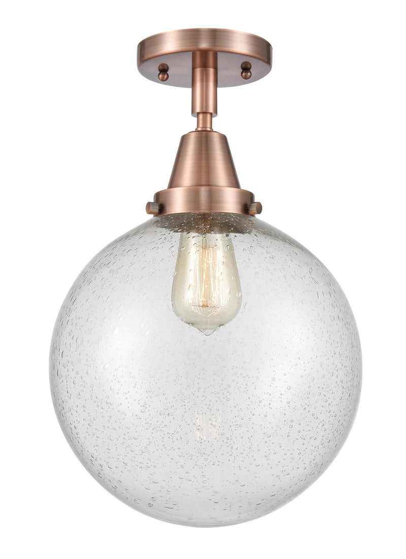 Innovations 447-1C-AC-G204-10 One Light Flush Mount, Antique Copper
