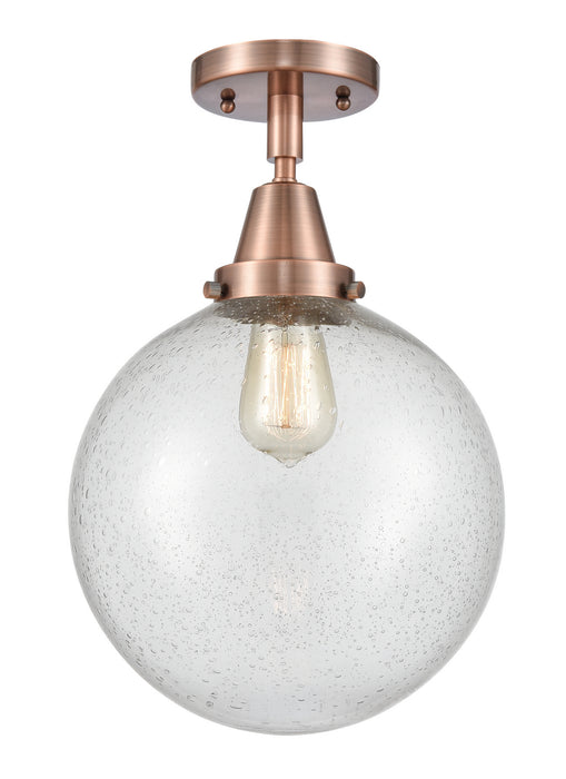 Innovations 447-1C-AC-G204-10 One Light Flush Mount, Antique Copper