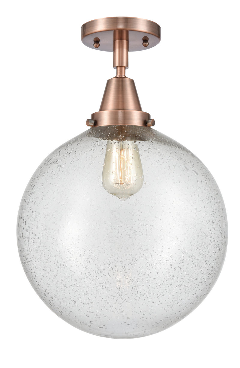 Innovations 447-1C-AC-G204-12 One Light Flush Mount, Antique Copper