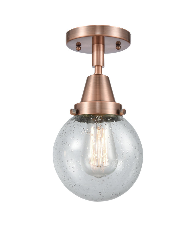 Innovations 447-1C-AC-G204-6 One Light Flush Mount, Antique Copper
