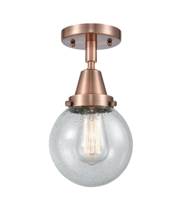 Innovations 447-1C-AC-G204-6 One Light Flush Mount, Antique Copper