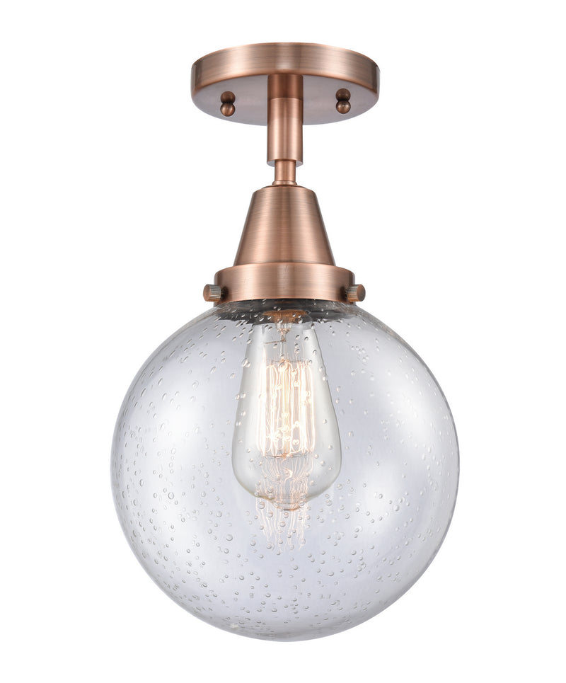 Innovations 447-1C-AC-G204-8 One Light Flush Mount, Antique Copper