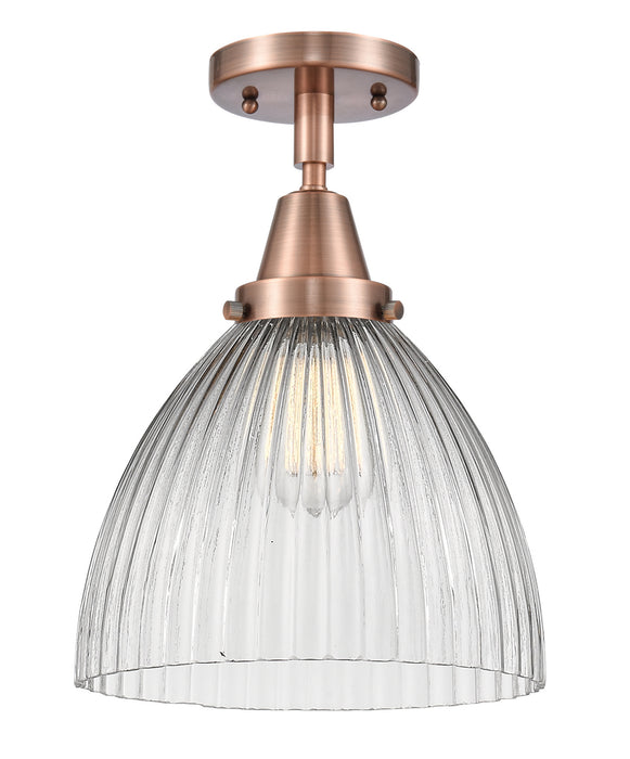 Innovations 447-1C-AC-G222 One Light Flush Mount, Antique Copper