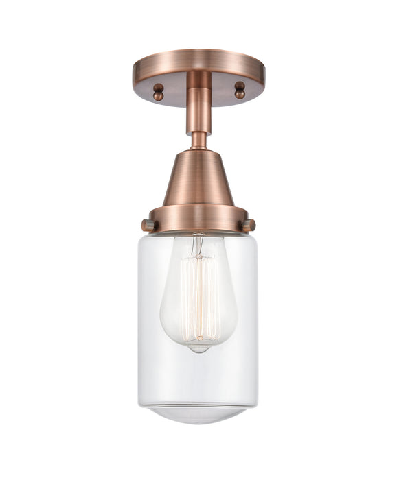Innovations 447-1C-AC-G312 One Light Flush Mount, Antique Copper