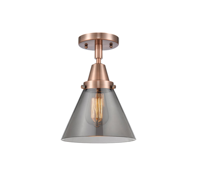 Innovations 447-1C-AC-G43 One Light Flush Mount, Antique Copper