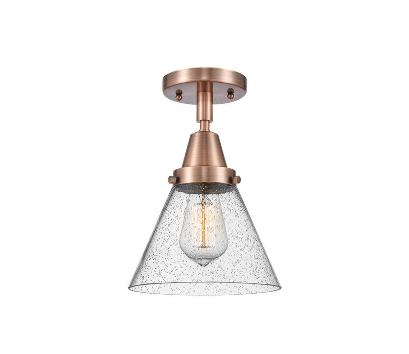 Innovations 447-1C-AC-G44 One Light Flush Mount, Antique Copper