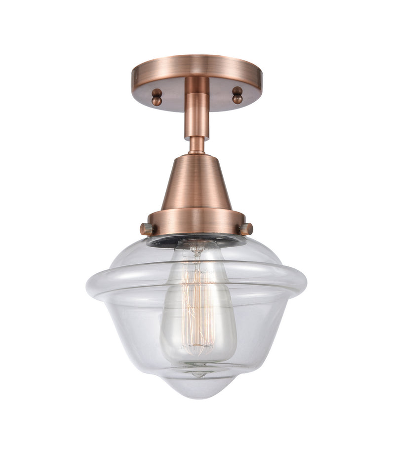 Innovations 447-1C-AC-G532 One Light Flush Mount, Antique Copper
