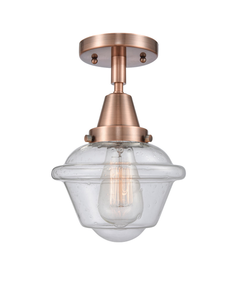 Innovations 447-1C-AC-G534 One Light Flush Mount, Antique Copper
