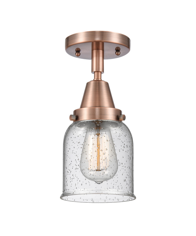 Innovations 447-1C-AC-G54 One Light Flush Mount, Antique Copper