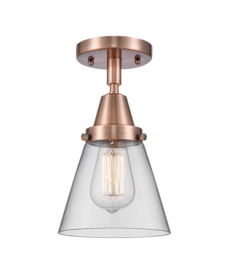 Innovations 447-1C-AC-G62 One Light Flush Mount, Antique Copper