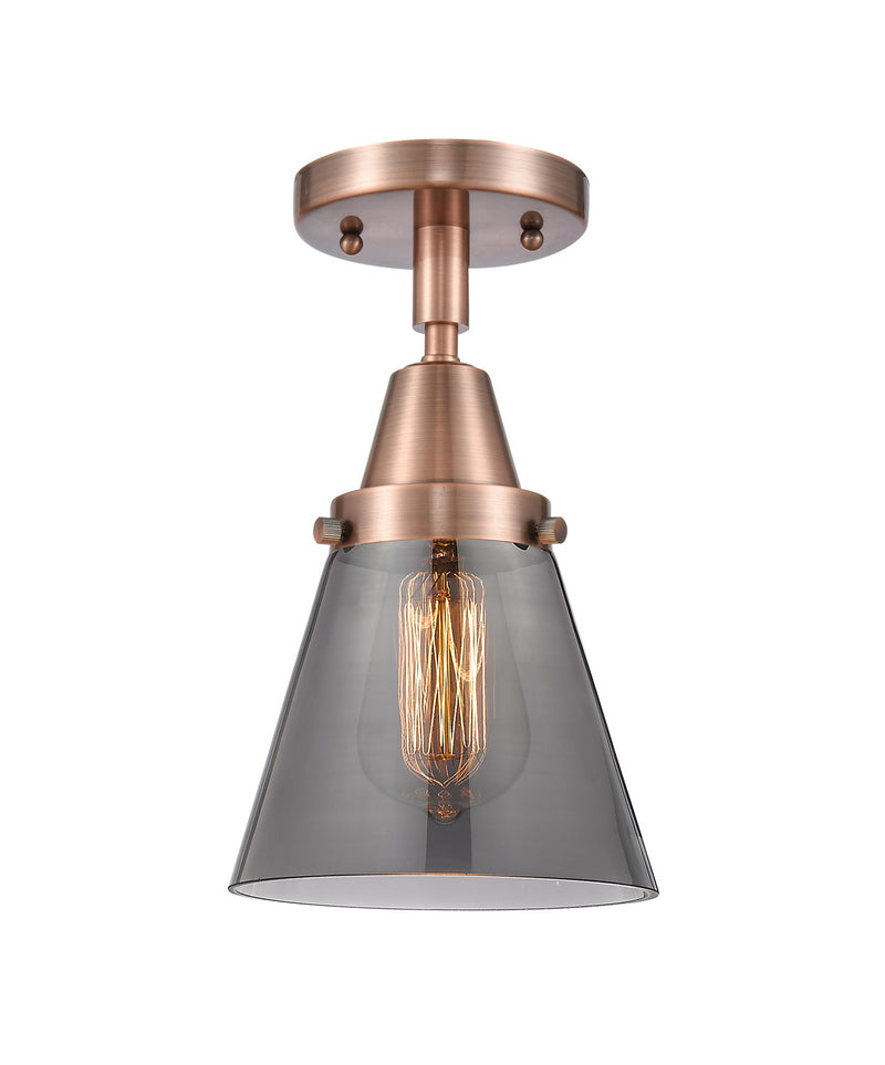 Innovations 447-1C-AC-G63 One Light Flush Mount, Antique Copper