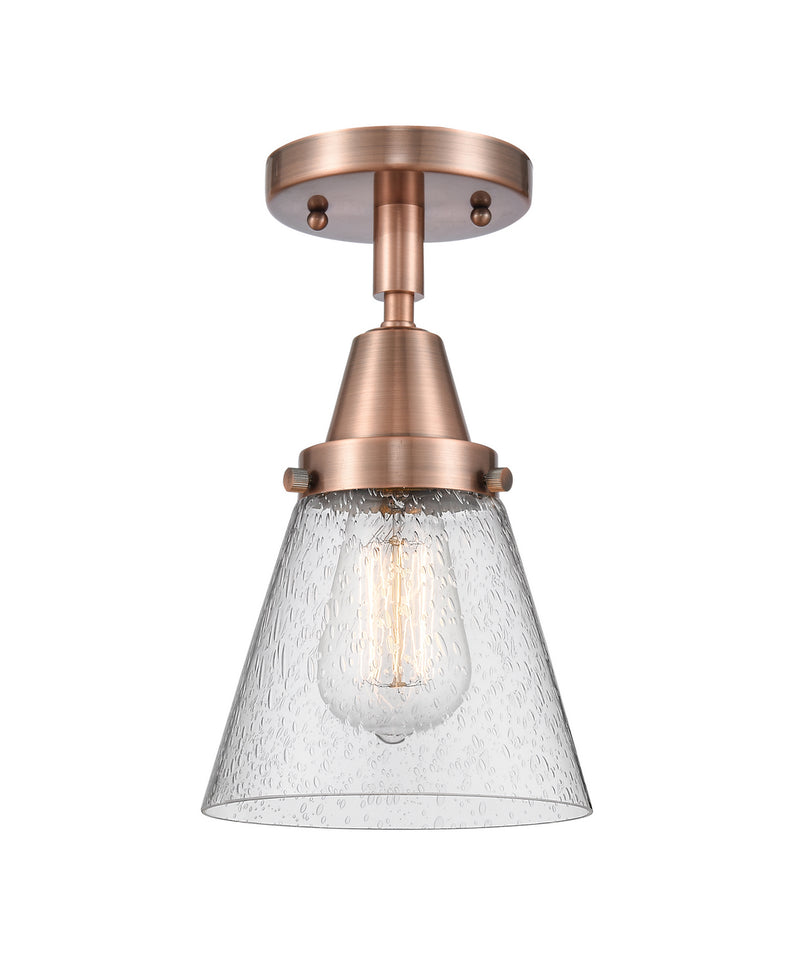 Innovations 447-1C-AC-G64 One Light Flush Mount, Antique Copper