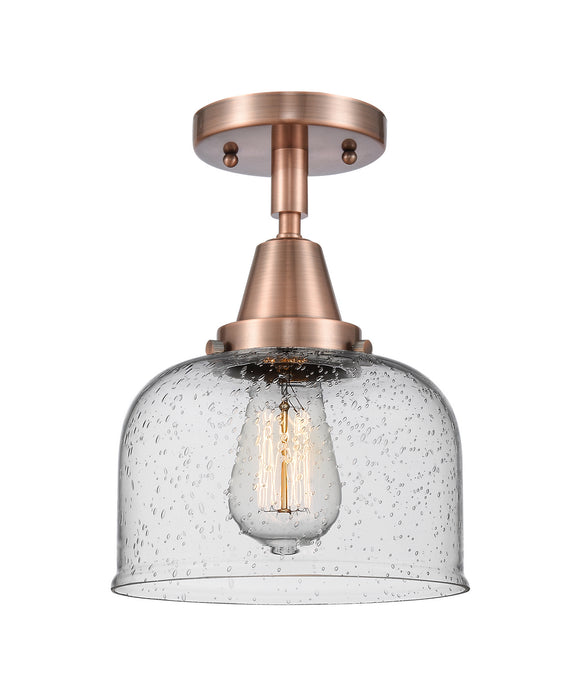 Innovations 447-1C-AC-G74 One Light Flush Mount, Antique Copper