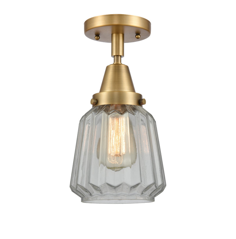 Innovations 447-1C-BB-G142-LED LED Flush Mount, Brushed Brass