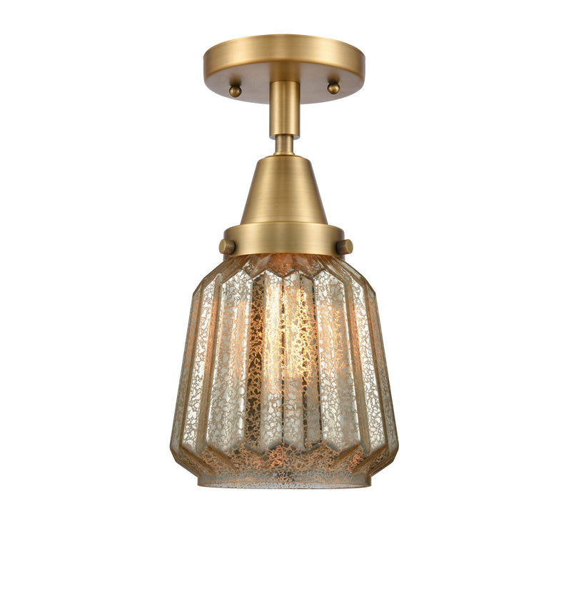 Innovations 447-1C-BB-G146 One Light Flush Mount, Brushed Brass