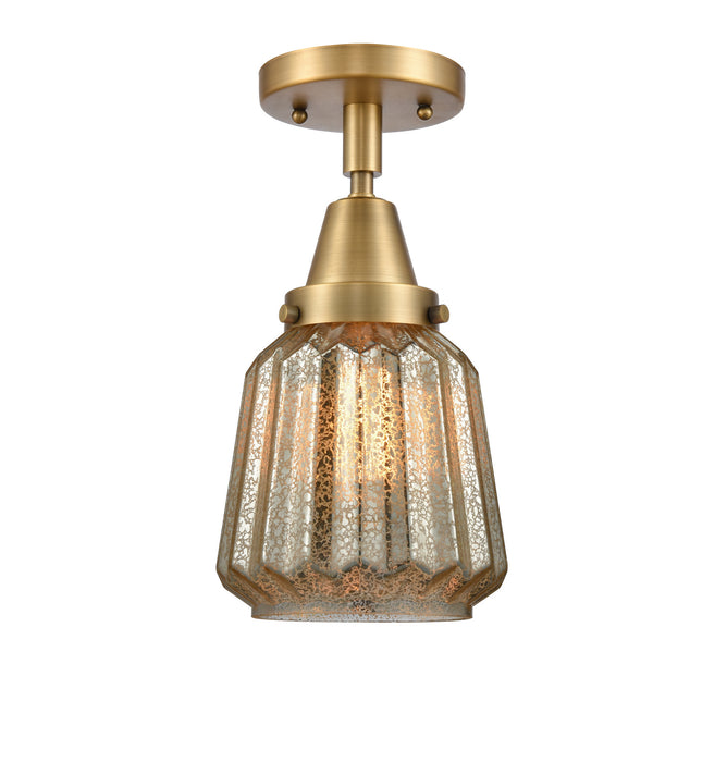 Innovations 447-1C-BB-G146 One Light Flush Mount, Brushed Brass