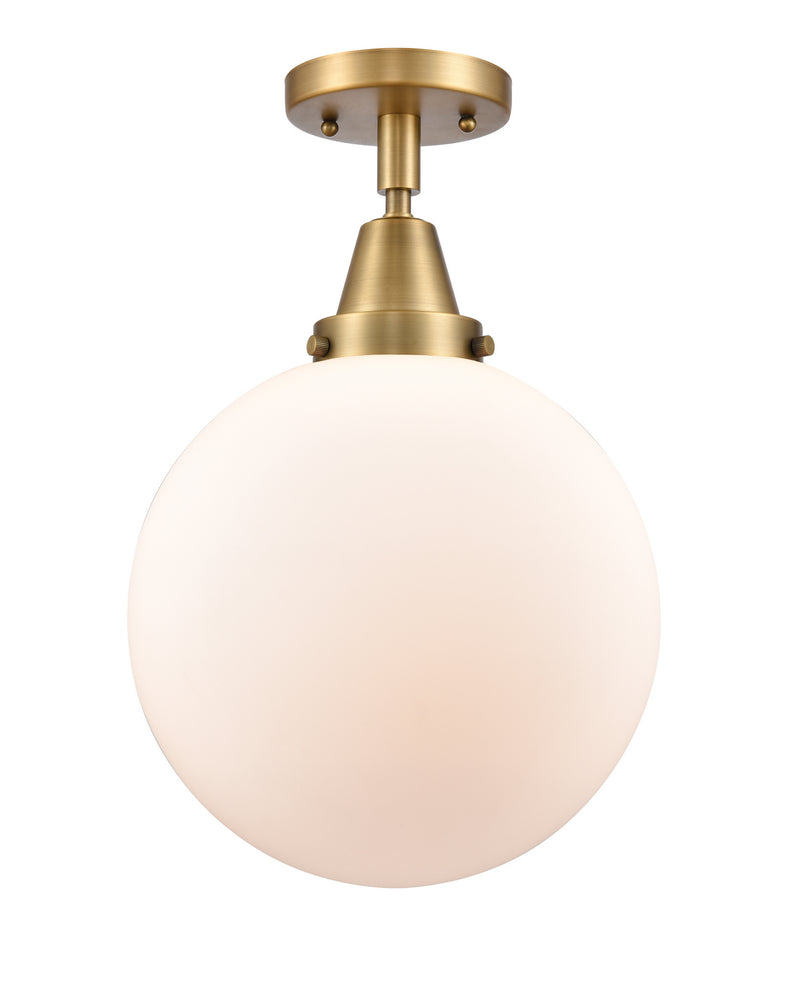 Innovations 447-1C-BB-G201-10 One Light Flush Mount, Brushed Brass