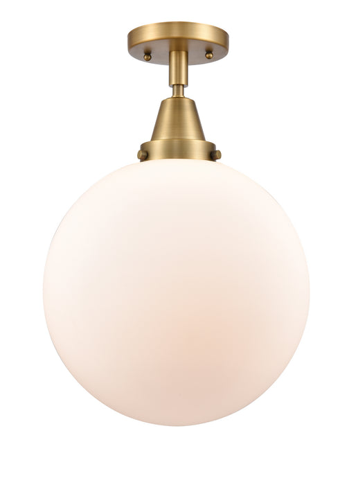 Innovations 447-1C-BB-G201-12 One Light Flush Mount, Brushed Brass