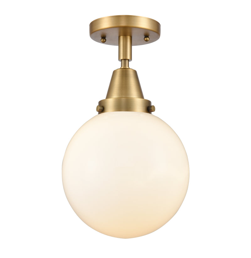 Innovations 447-1C-BB-G201-8 One Light Flush Mount, Brushed Brass
