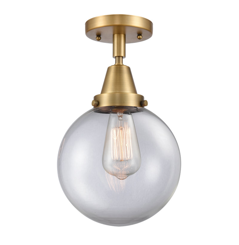 Innovations 447-1C-BB-G202-8 One Light Flush Mount, Brushed Brass
