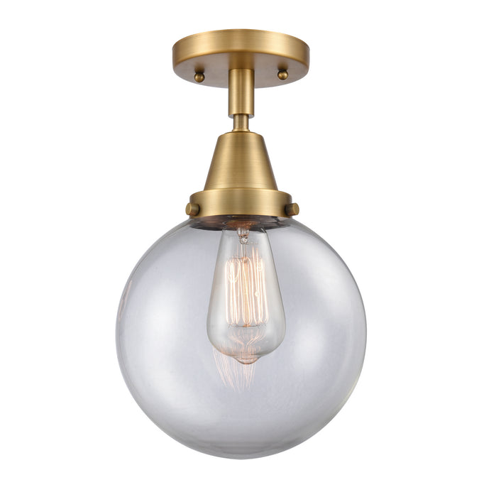 Innovations 447-1C-BB-G202-8 One Light Flush Mount, Brushed Brass