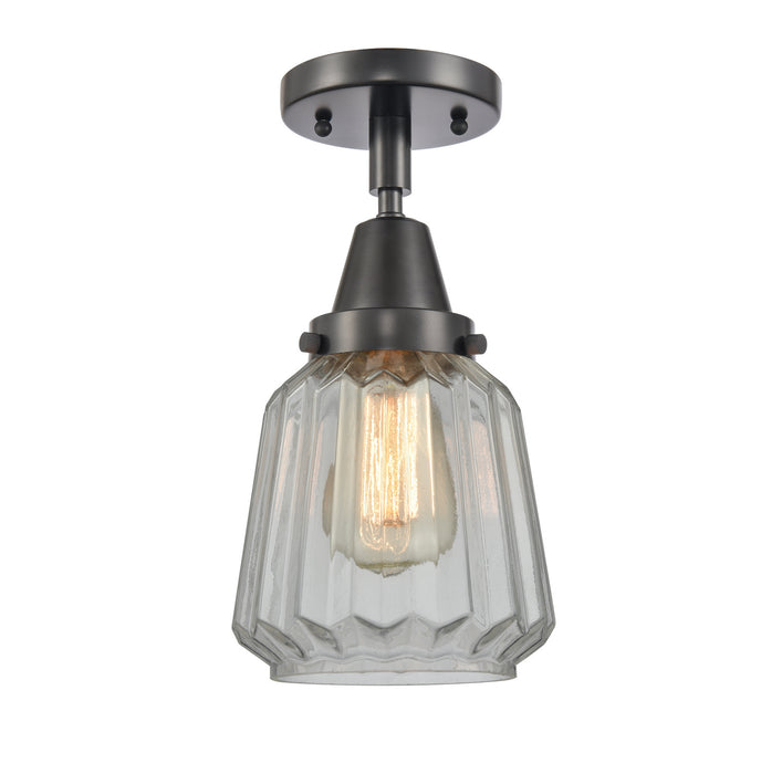 Innovations 447-1C-BK-G142 One Light Flush Mount, Matte Black