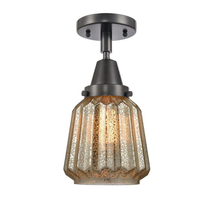Innovations 447-1C-BK-G146 One Light Flush Mount, Matte Black
