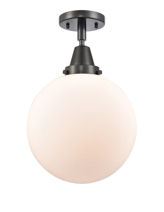 Innovations 447-1C-BK-G201-10 One Light Flush Mount, Matte Black