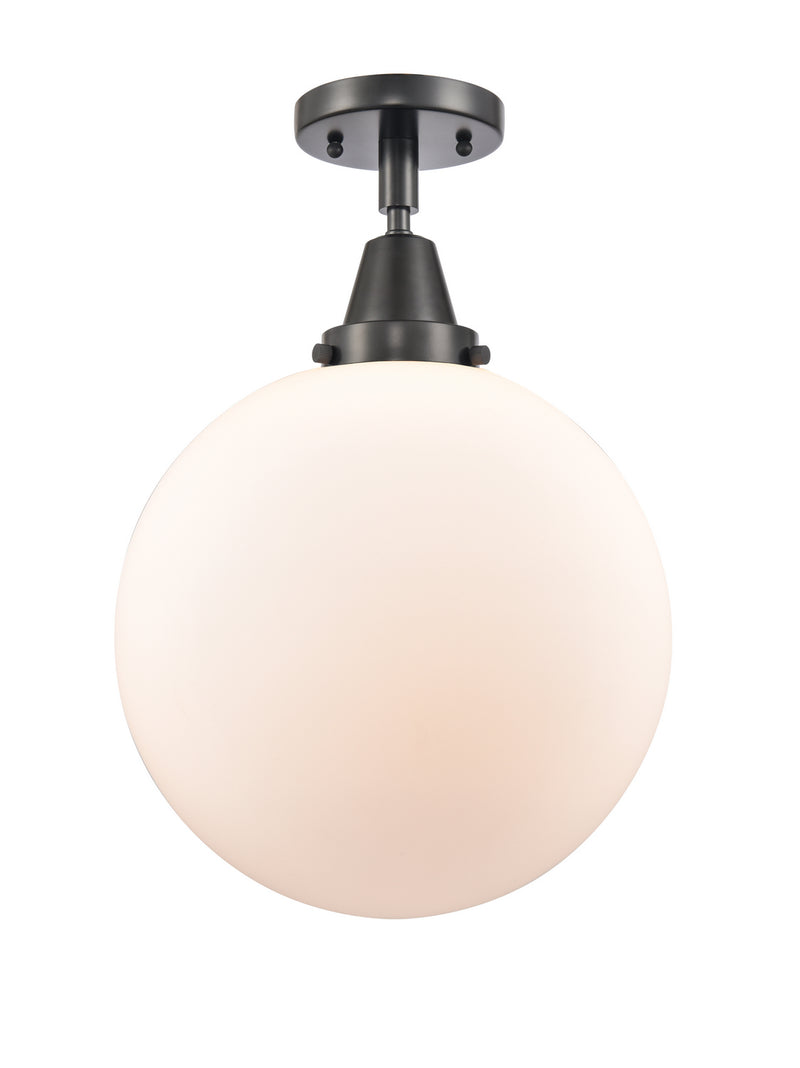 Innovations 447-1C-BK-G201-12 One Light Flush Mount, Matte Black