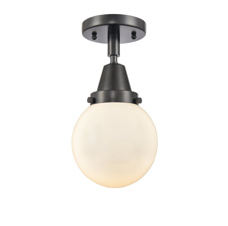 Innovations 447-1C-BK-G201-6 One Light Flush Mount, Matte Black